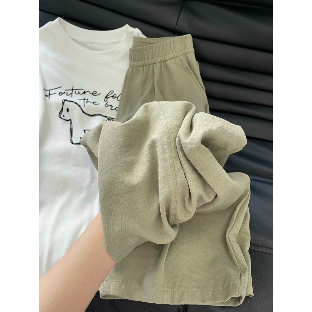 Versatile Ice Silk Wide-Leg Trousers for Women