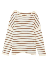 Yellow Striped Drop Shoulder Oversized Sweater