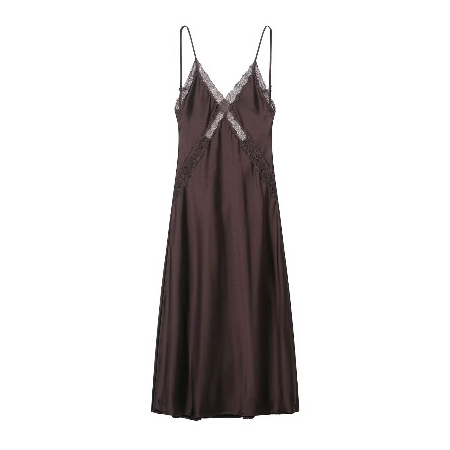 Lace satin texture MIDI dress