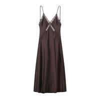Lace satin texture MIDI dress