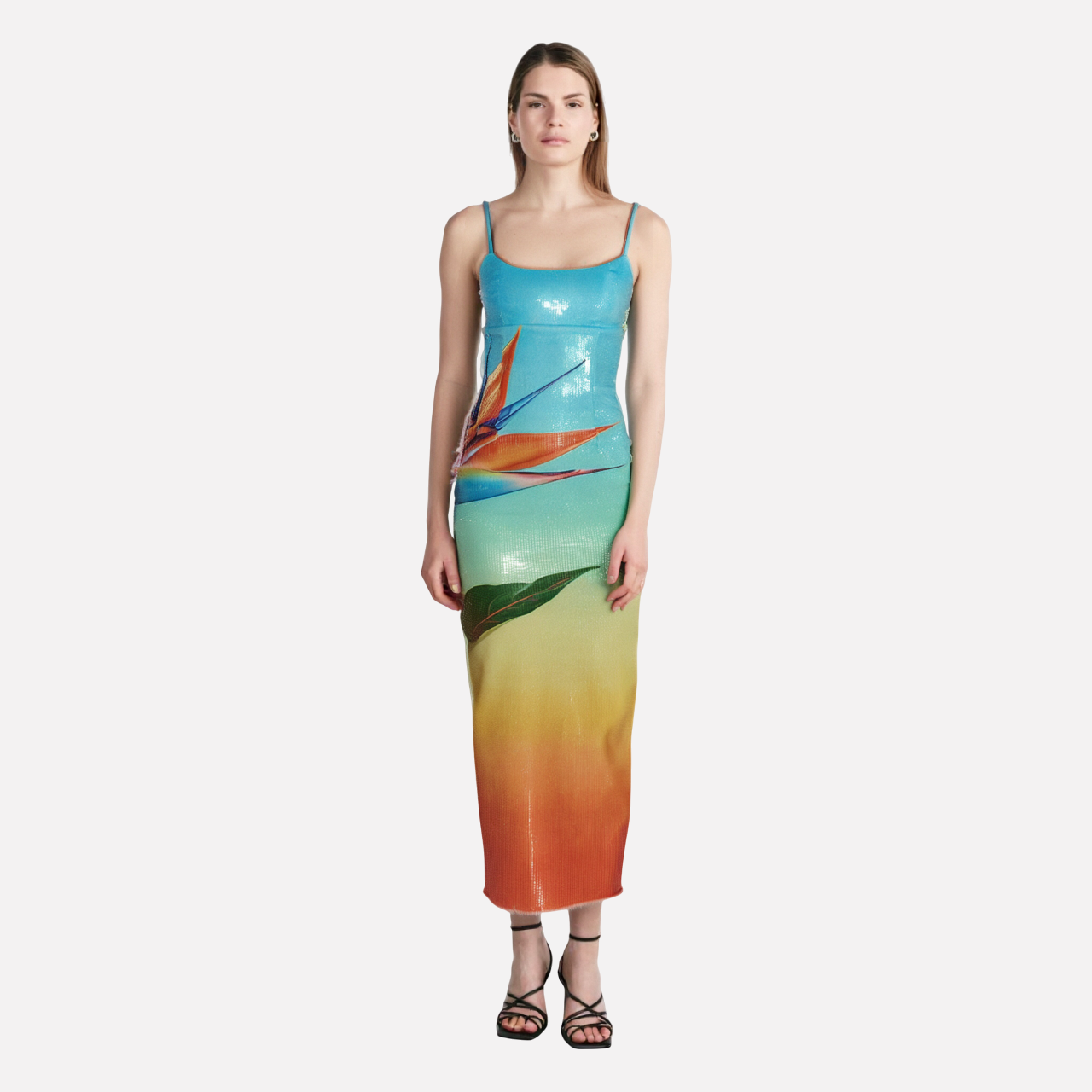 Slips sequins printed dresses slit dresses ﻿