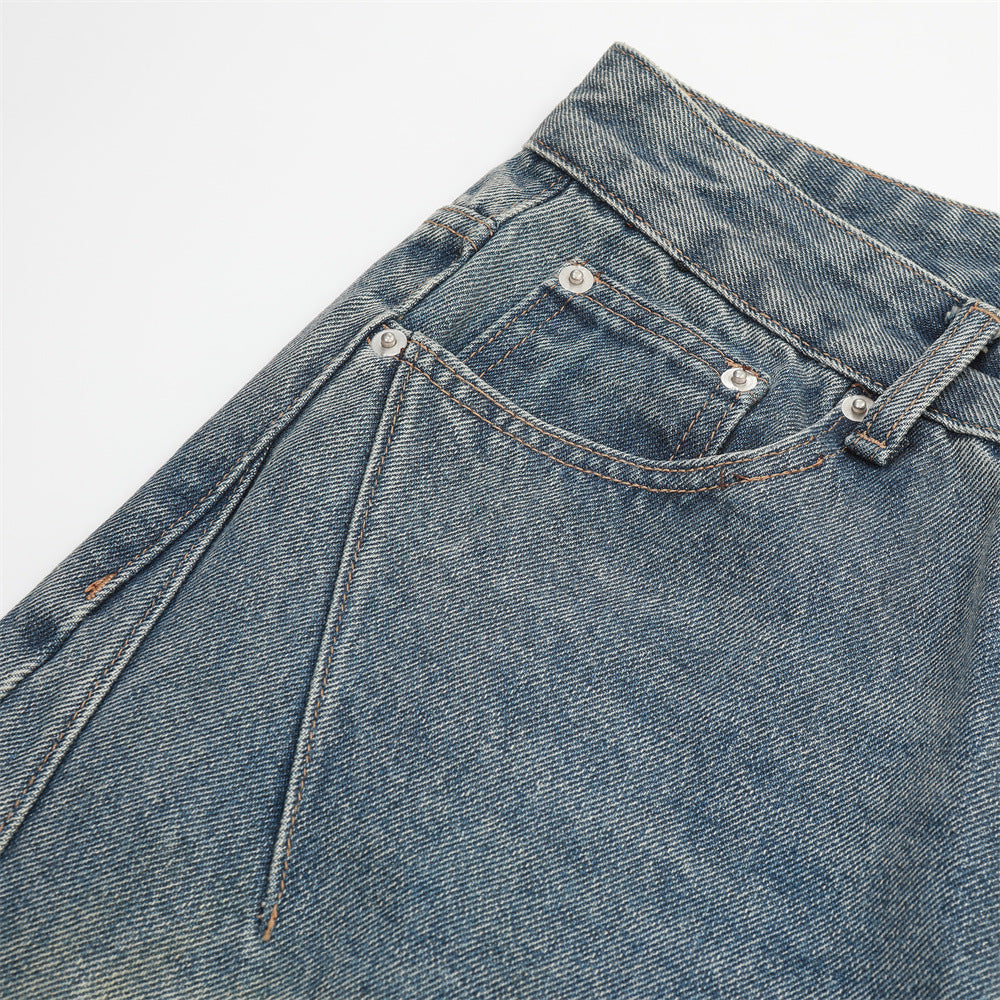 Washed vintage denim bell bottoms