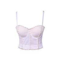 Women's Outerwear Beaded Rhinestone Bandeau Boned Shaping Outerwear Bustier