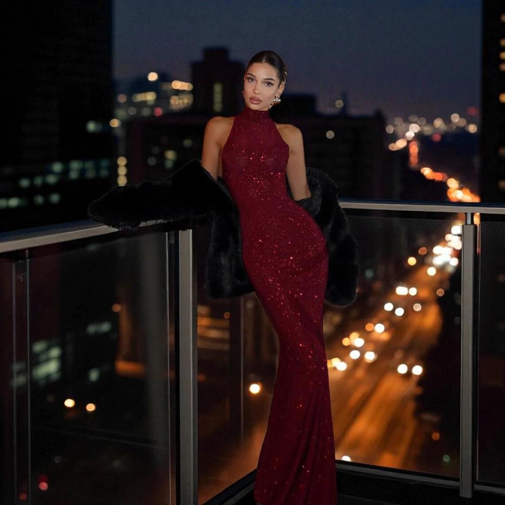 Fashionable Sexy Evening Gown for Women Elegant Strapless Bodycon Long Dress