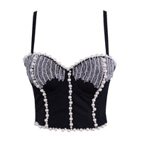 Women's Outerwear Beaded Rhinestone Bandeau Boned Shaping Outerwear Bustier