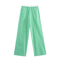 Striped Pants Sets Women's 2-piece Autumn Chic Loose Wide-leg Pants Sets Street Fashion Youth 2 Piece Sets Womens Outfits