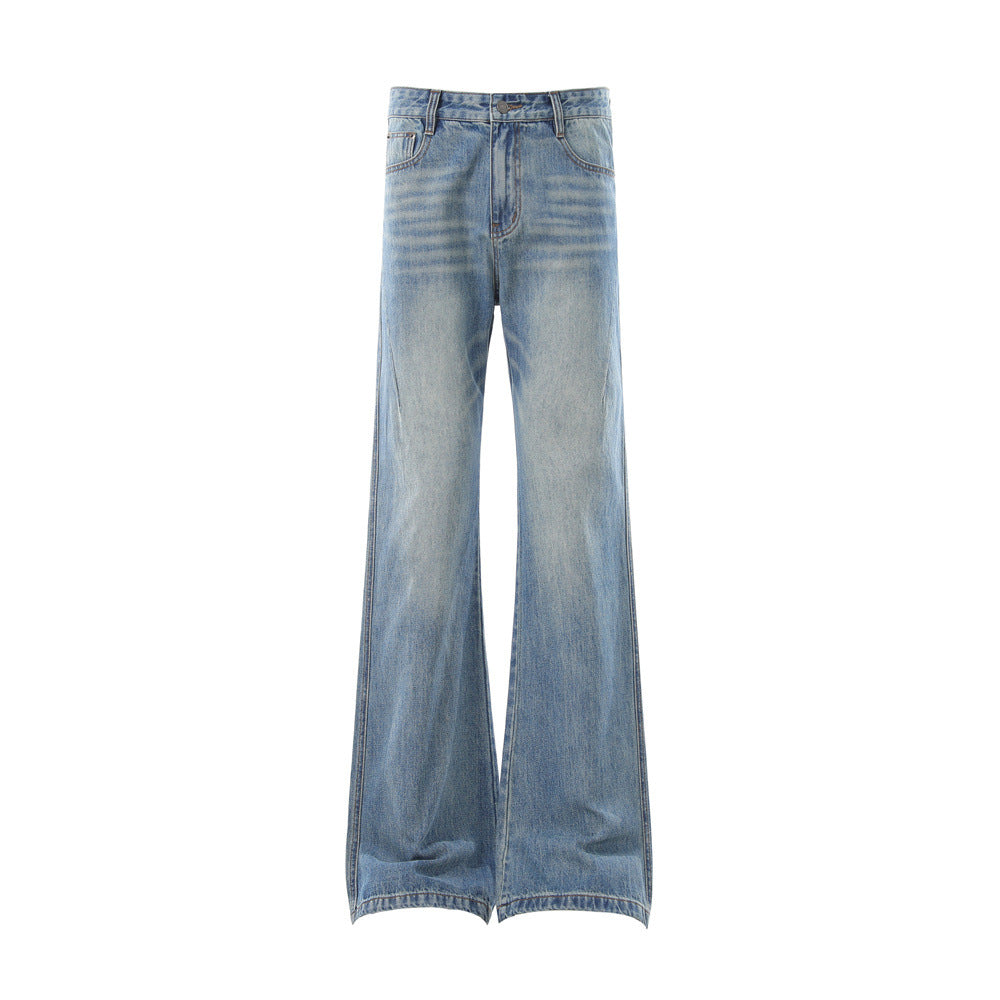 Washed denim bell bottoms