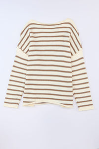 Yellow Striped Drop Shoulder Oversized Sweater