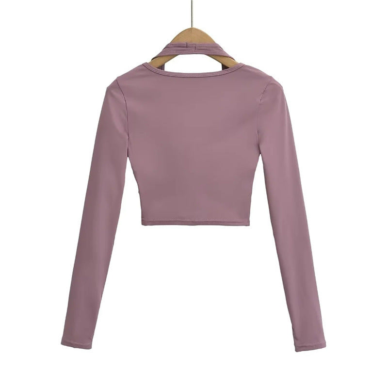 Hanging neck fake two tops
