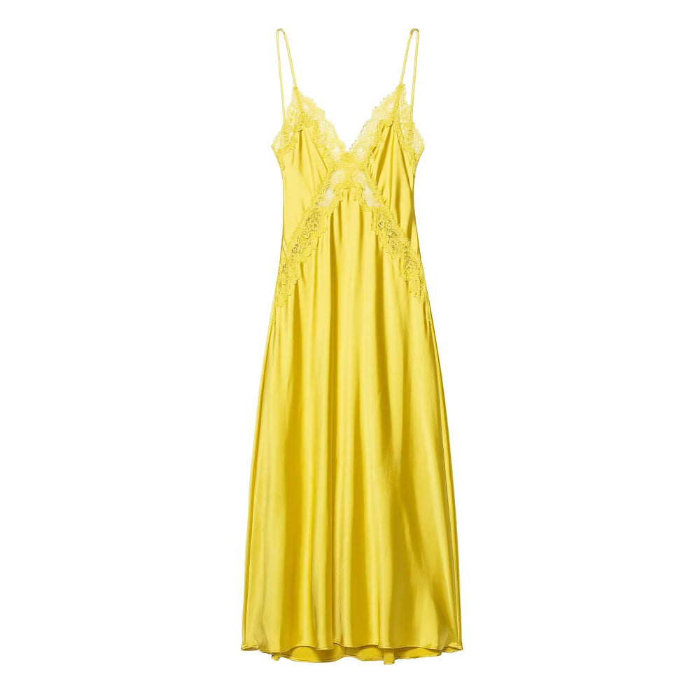 Lace satin texture MIDI dress
