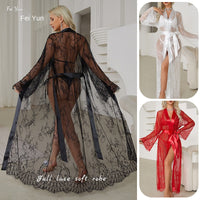 Sexy Lace Trim Robe Transparent Temptation Nightwear Women's