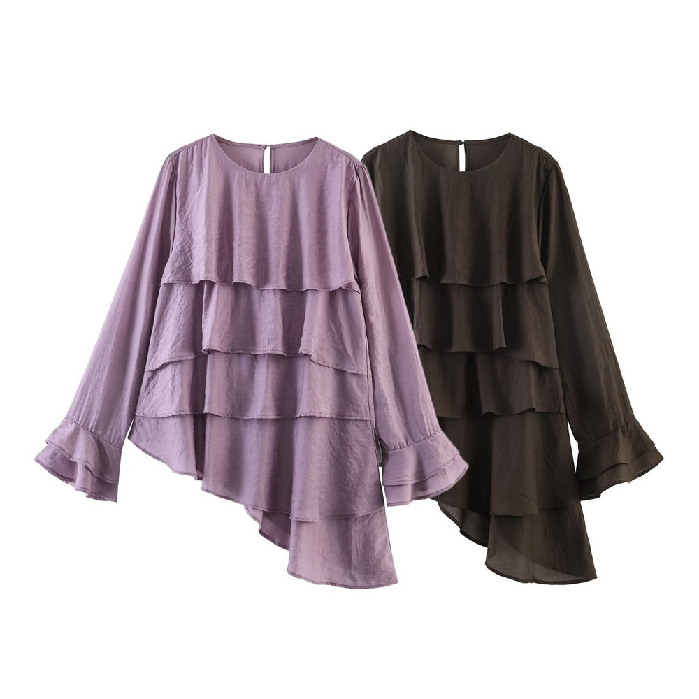 Asymmetric stacked decorative tops on the street