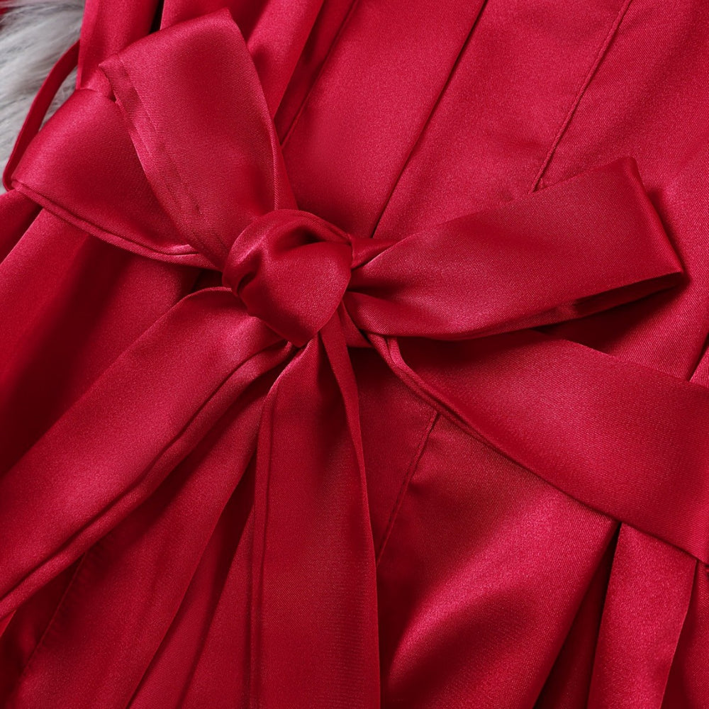 Lightweight Sexy Women's Belted Robe, Simple Open Front Nightwear, Silk-like Bathrobe