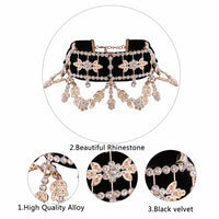 Crystal Rhinestone Choker Necklace Velvet Statement Necklace