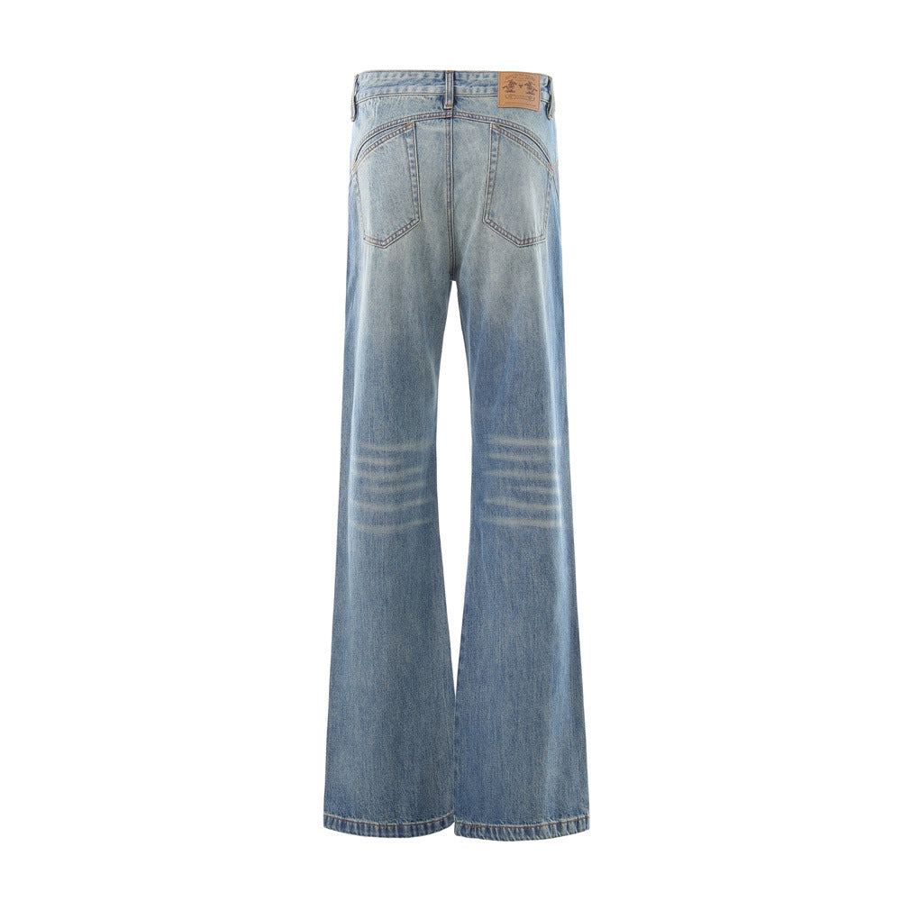 Washed denim bell bottoms