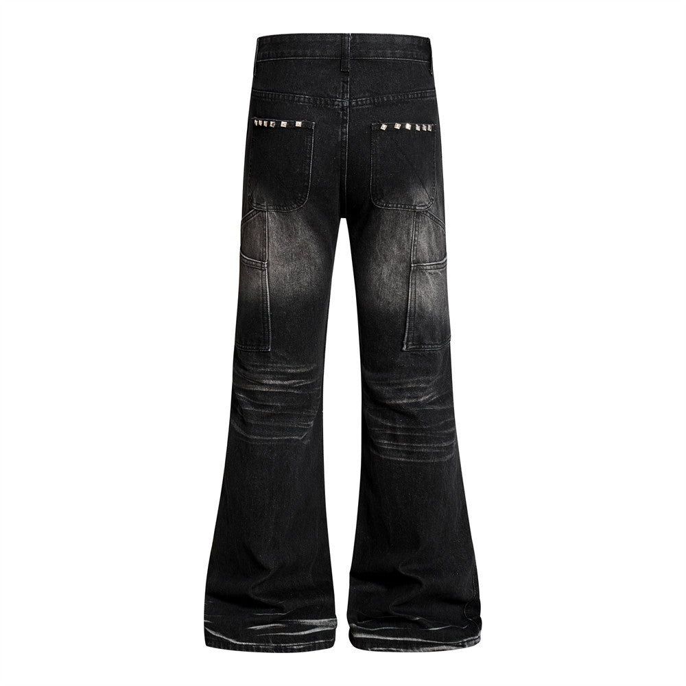Distressed denim bell bottoms