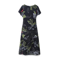 Elegant Style Satin Texture Printed Midi Dress