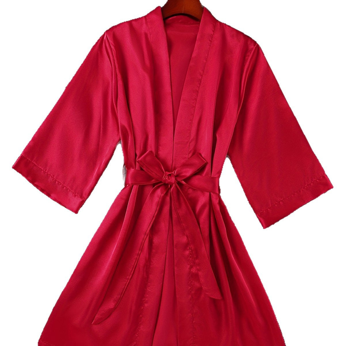 Lightweight Sexy Women's Belted Robe, Simple Open Front Nightwear, Silk-like Bathrobe
