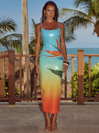 Slips sequins printed dresses slit dresses ﻿