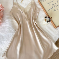 Ladies' Lace Strap Silk Sleep Dress Sexy Romantic  Nightwear
