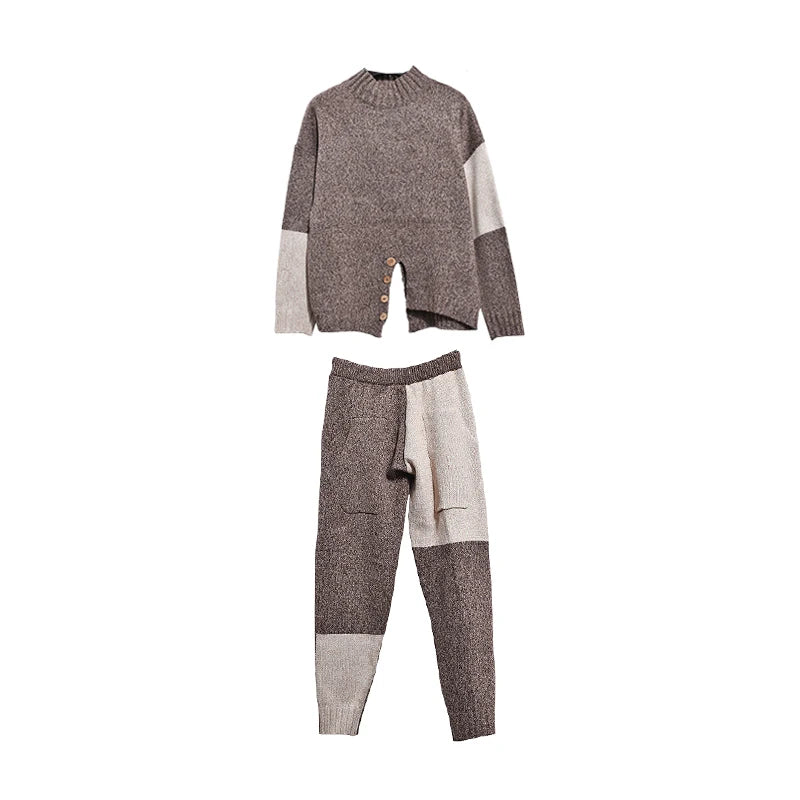 Women Set Sweater Pants Sets Knitted Sets For Women Beading Long Sleeve Long Pants