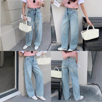 Light Blue Flare Jeans for Women High Waist Slim Fit Trousers