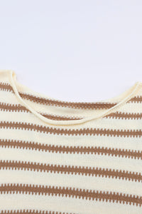 Yellow Striped Drop Shoulder Oversized Sweater